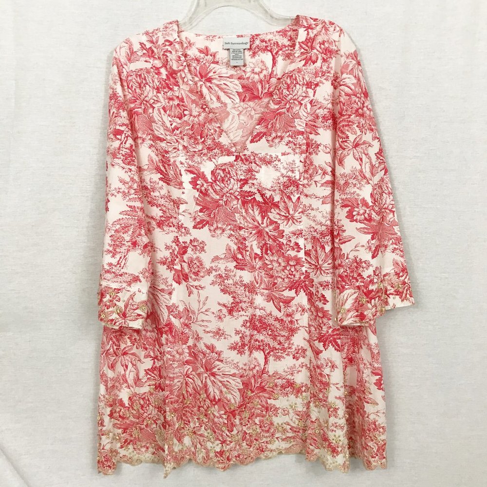 Soft Surroundings Red and White Tunic EUC Size L